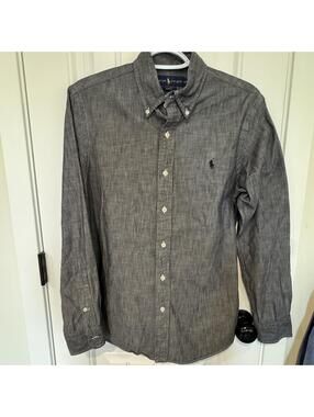 Ralph Lauren Slim Fit Gray Cotton Button-Down Shirt S/P
